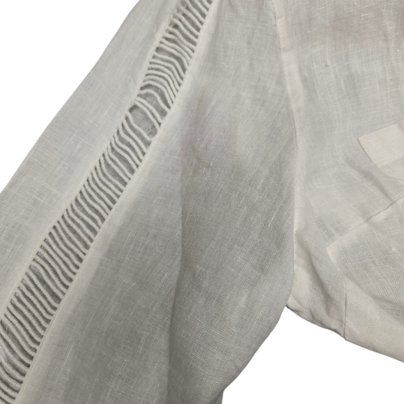 Soft Surroundings White Linen Button-Up Shirt Large - Picture 3 of 7